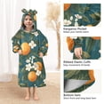 thumbnail image 3 of FORMRS Wearable Blanket Hoodie with Sleeves for Kids Cozy Flannel Sweatshirt, Green Floral Orange, 3 of 7