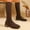 #195-Coffee, variant on Taylonsss Women's Round Toe Back Zipper Knee-High Boots with Low Blocks Heel for Winter Casual Outdoor Comfortable Support Boots