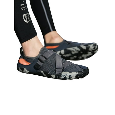 

Ymiytan Womens Mens Water Shoes Athletic Aqua Socks Quick Dry Beach Shoe Swim Flats Breathable Slip On Barefoot Dark Gray Style C 12