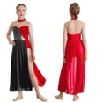 thumbnail image 1 of Jizyo Robe de Danse Sans Manches pour Filles à Sequins Color Block Costume de Danse Lyrique Tenues de Ballerine Rouge 16, 1 of 4