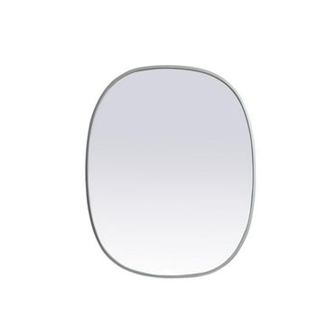 Elegant Decor Metal Frame Oval Mirror 24x30 Inch in Silver