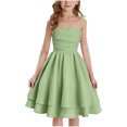 thumbnail image 6 of Bigetiay Girls Dress Sleeveless Tiered Swing A-Line Spaghetti Strap Green Dress For Girls Cute Midi Smocked Summer Dresses, Size 8Y-16Y, 6 of 6