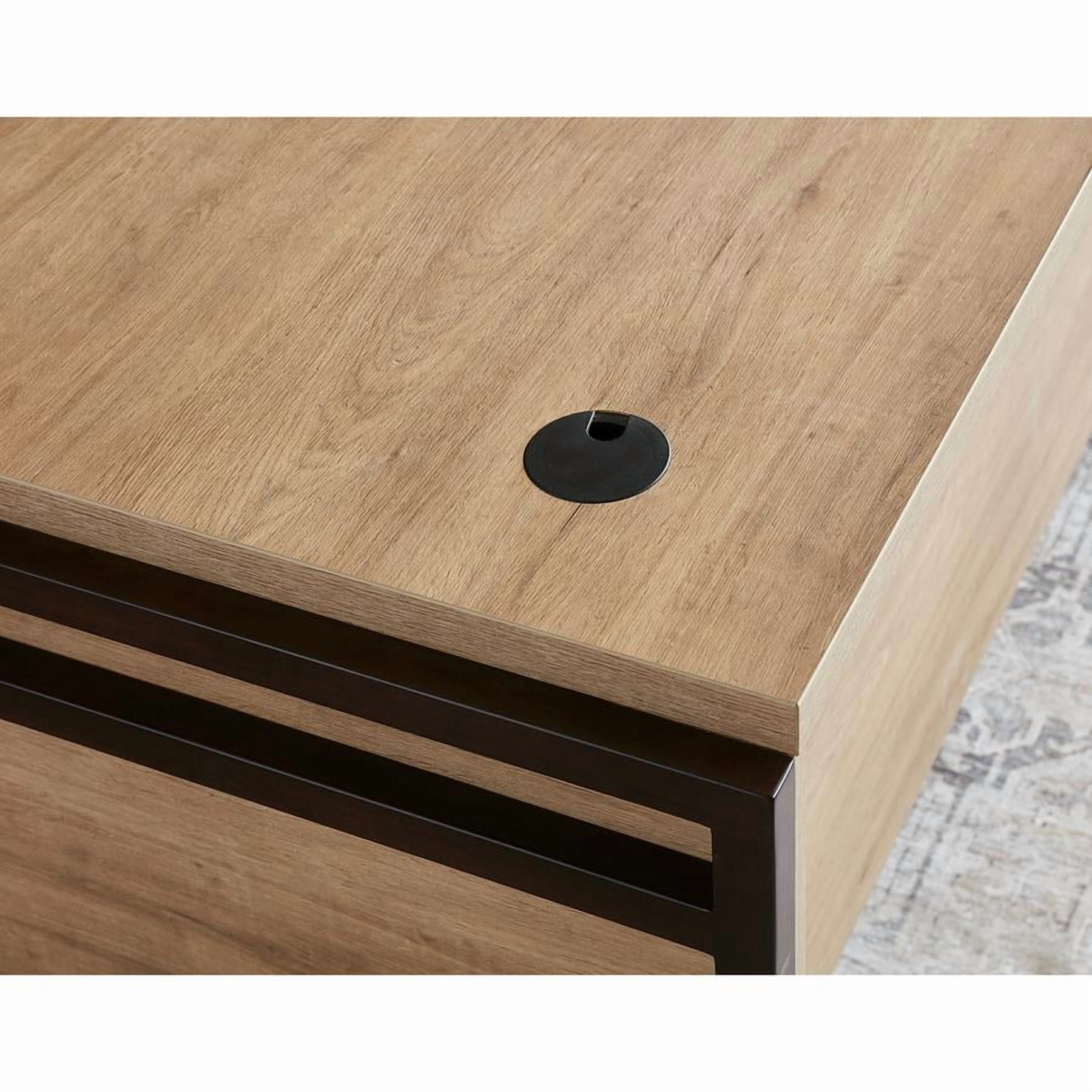 Modern Wood Laminate Double Pedestal Executive Desk  Light Brown