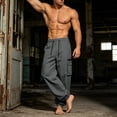 thumbnail image 4 of Lmueinov Mens Cargo Jogger Pants with Zip Pockets Outdoor Drawstring Elastic Waist Athletic Pants for Men Loose Fit Gym Workout Running Casual Pants, 4 of 8