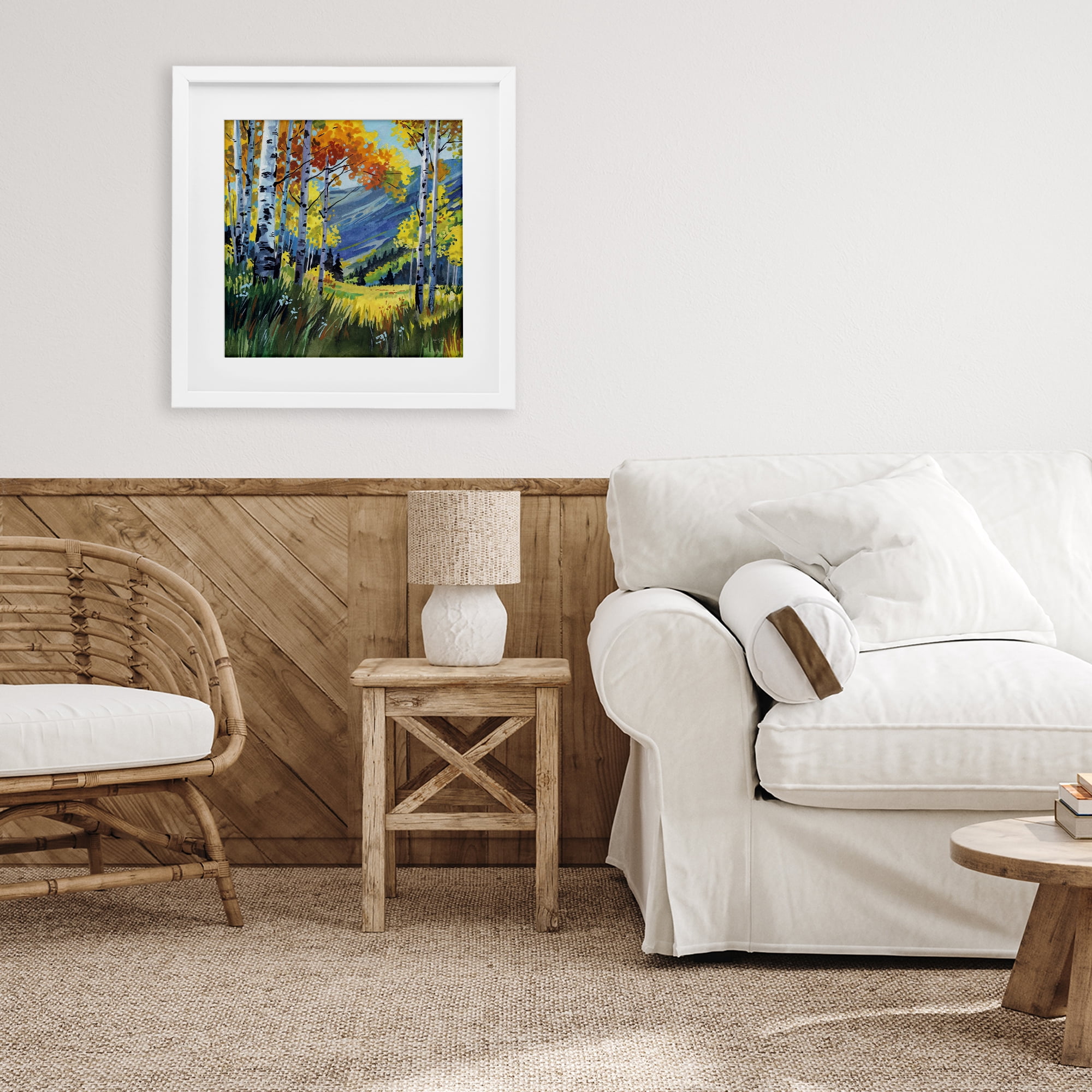 Stupell Industries Autumn Golden Birch Grove White Framed Print Under Glass, design by Kate Jarvik Birch