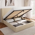 thumbnail image 1 of Einhomn Full Size Lift Up Storage Bed With Wingback Headboard, Upholstered Platform Bed Frame With Hydraulic Storage, Linen Fabric, No Box Spring Needed,Beige, 1 of 9