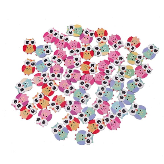 Yammee 50/100Pcs Mixed Animals Wooden Buttons 2 Holes Sewing Craft Scrapbooking DIY