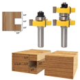 thumbnail image 2 of HUGFEGWE Tongue and Groove Router Bit Set 1/2 Inch Shank T Shape Router Bit with Double Bearing 1-1/2" Stock Woodworking Cutting Tool CA919-66637, 2 of 7