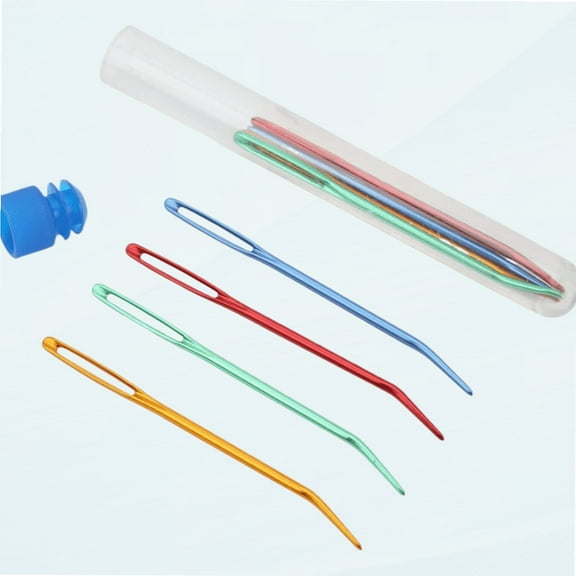 8Pcs Aluminum Tapestry Needle Large Eyes Blunt Yarn Needles Jumbo Bent Darning Needles Weaving Needles Bent in Box for Knitting Crochet