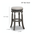 thumbnail image 3 of Newboti Furniture 30" Bar Stool, White Finish, Charcoal Fabric Seat 18180, 3 of 8