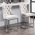 thumbnail image 6 of Tcbosik 2 Pack Velvet Upholstered Barstools with Metal Legs, Button Tufted Counter Height Bar Stool, Padded Island Chair for Dining Room, Home Pub, Beige, 6 of 11