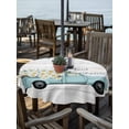 thumbnail image 2 of Outdoor Tablecloth with Umbrella Hole for Patio/Picnic/Party/Camping, Spring Daisy Waterproof Table Cloth Round Cover Washable, White Flowers Country Car Farmhouse Wood Grain (Dia 60"), 2 of 8