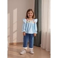 thumbnail image 6 of BemeyourBBs Boho Kids Toddler Baby Girl Spring Fall Summer Denim Outfits Infant Baby Clothes Bohemian Long Sleeve Floral Shirt Tops Tassle Jeans Pants Set, 6 of 9