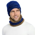 thumbnail image 2 of FZ FANTASTIC ZONE Mens Winter Beanie Hats Scarf Set Warm Knit Hats Neck Warmer with Thick Fleece Lined Womens,Blue, 2 of 5