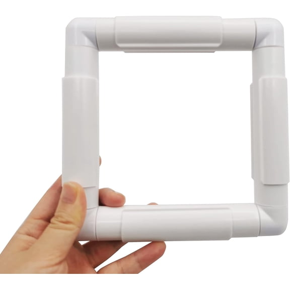 ABCISI  6 X 6" Plastic Cross Stitch Frame, Square Embroidery Hoop White DIY Sewing Tools Sewing Hoop Handhold Craft Clip Embroidery Snap Frame Hoop for Cross Stitching Quilting (6 X 6")
