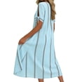 thumbnail image 4 of Edvintorg Women's Summer Dresses Striped Boho Crew Neck Cold Shoulder Loose Fit Casual Long Dress with Pockets Sundresses for Women Light Blue Xl, 4 of 6