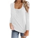 thumbnail image 1 of Blusa de manga larga informal con botones de tubo abierto sólido con cuello redondo para mujer Fridja  fksj252, 1 of 4