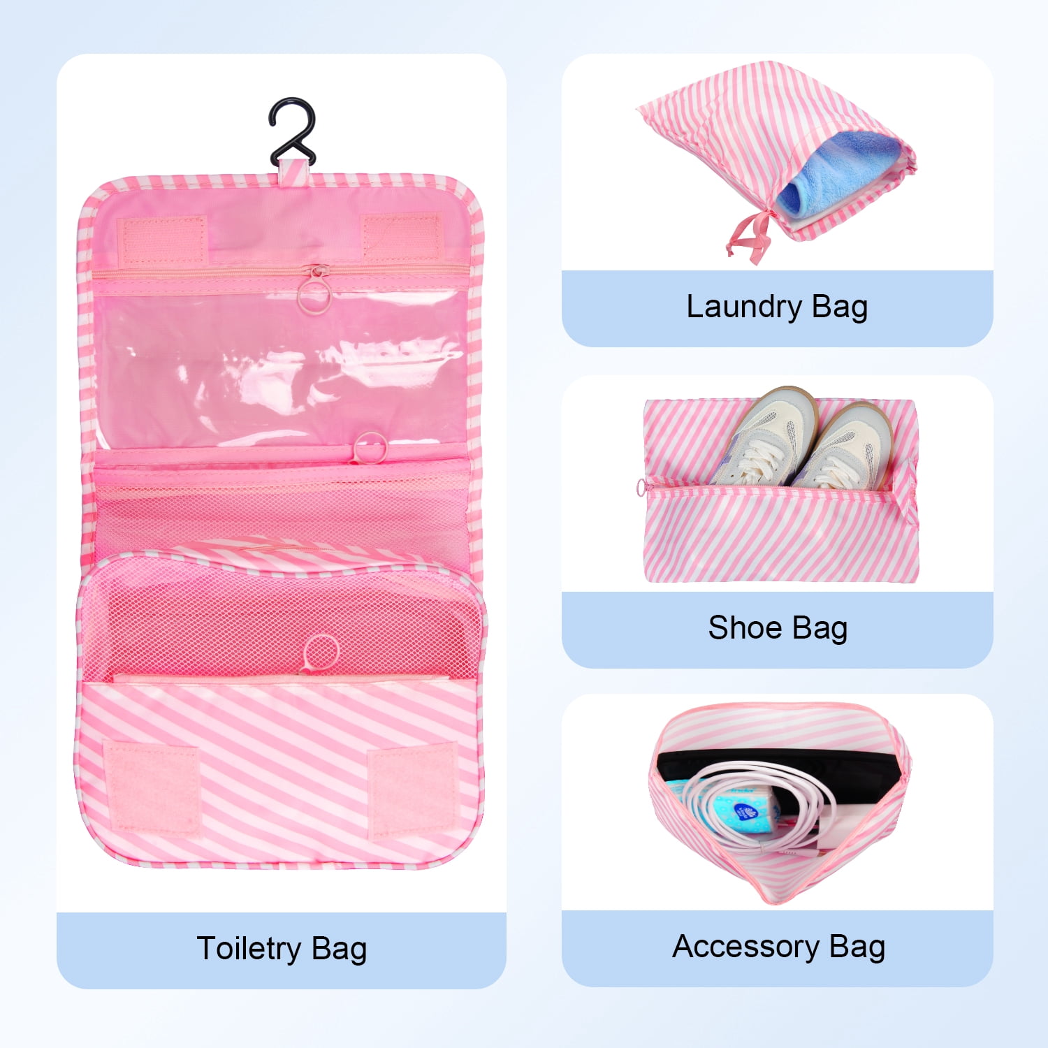 Packing Cubes for Travel,AILKIN 10 PCS,Compression Bags For Travel with Shoe&Hanging Toiletry Bag,Suitcase Travel Accessories Essentials Organizer Bags Packing Cubes for Luggage Compression，Pink