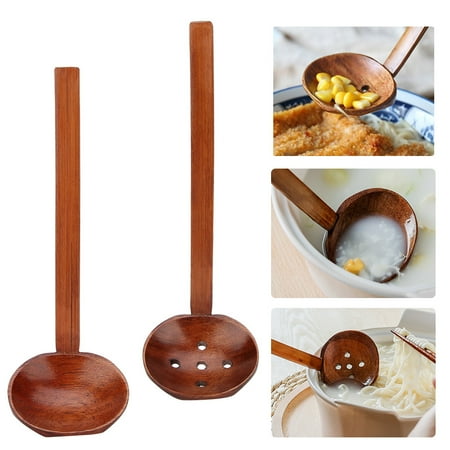

Zaqw Long Handle Wood Spoon Tableware Set Noodles Soup Spoon With Slotted Spoon Kitchen Tool Wood Tableware Noodles Spoon