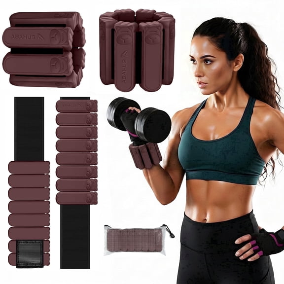 AbahubFit Adjustable Wrist & Ankle Weights 2Pack, 1 lb Each Removable Silicone Bracelet for Women, Wearable Fitness Band for Walking Yoga Pilates