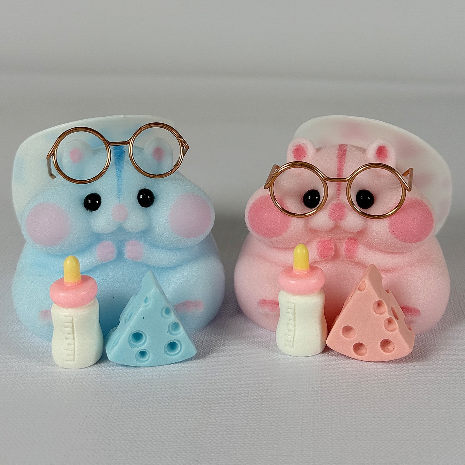 Handmade Taba Squishy Hamster Toy, Soft Silicone Mochi Fidget Toy, Cute Stress Relief Gift (4 Packs - 4 Colors)