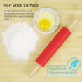 thumbnail image 4 of Rodillo de amasar Superficie de carcasa de silicona antiadherente Mango de madera Rodillo de amasar para el hogar Rodillo de amasar Martillo central Rodillo Rodillo seco Tamaño King, 4 of 5