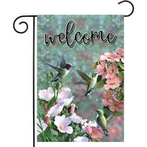Welcome Garden Flags 12x18 Inch Double Sided,Yard Flags Spring Summer Garden Decor for Outside,Hummingbird Flower Yard Decorations for Home Outdoor