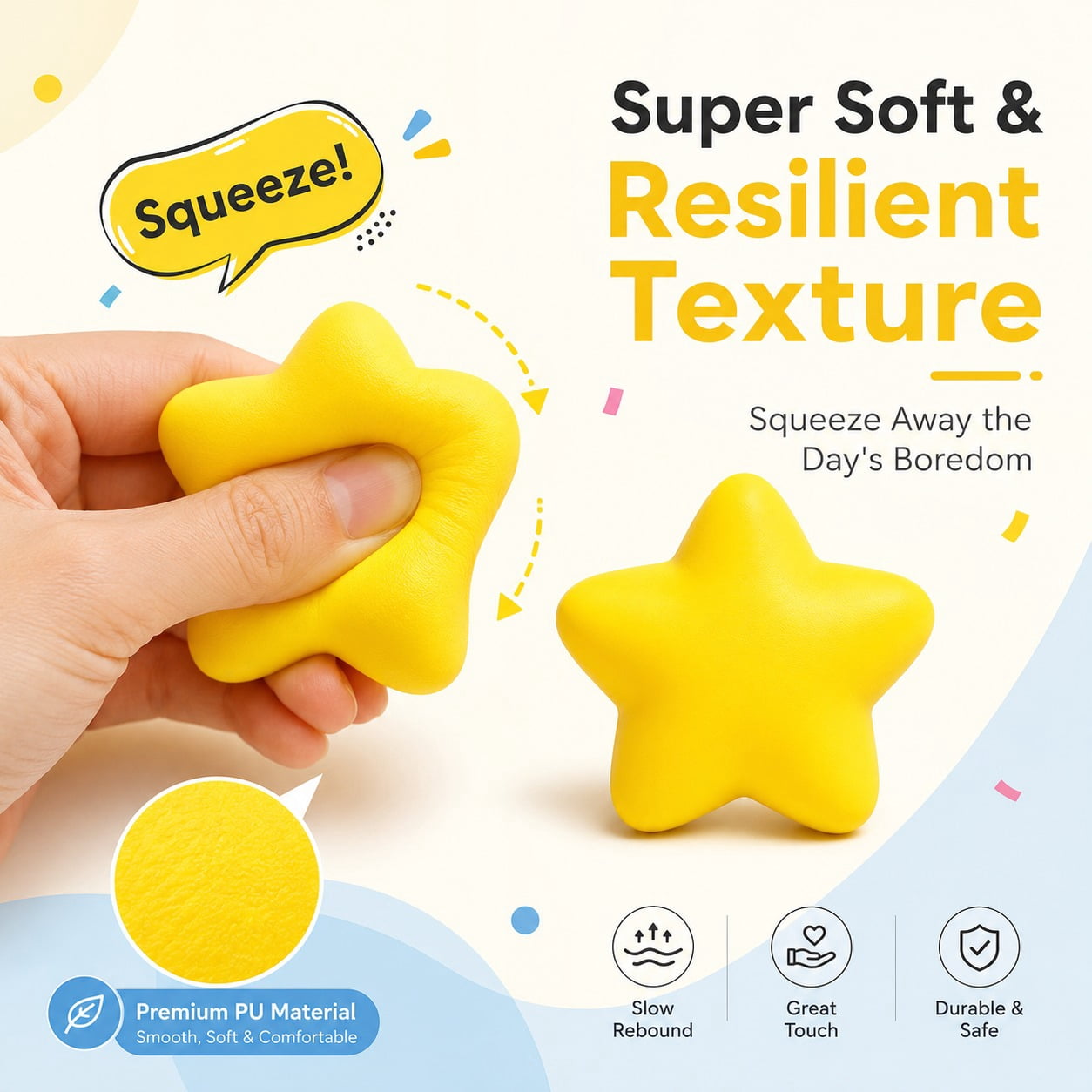 MODANU 30 Pcs Star Stress Ball Stress Relief Balls Mini Foam Stress Ball for School Carnival Reward, Student Prizes, Party Bag Fillers, Yellow