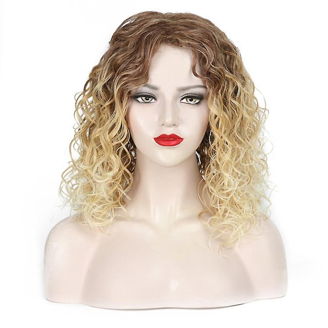 Peluca afro corta y rizada Pelo falso sintético Peluca de ondas profundas para mujer Accesorio para el cabello, kaili Sencillez
