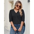 thumbnail image 3 of Blusa tipo túnica Kancystore, talla grande, manga 3/4, cuello en V, negra para mujer, 3 of 5