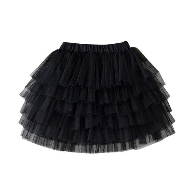 Robes Adolescentes Courtes Jupe Tutu Ballet en Maille Courte Princesse Performance Douce Décontractée Robe de Demoiselle d'Honneur Noire 4-5 Ans