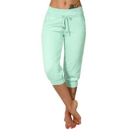 

Womens Capri Yoga Pants Loose Drawstring Pajama Pants Lounge Joggers Pants with Pockets