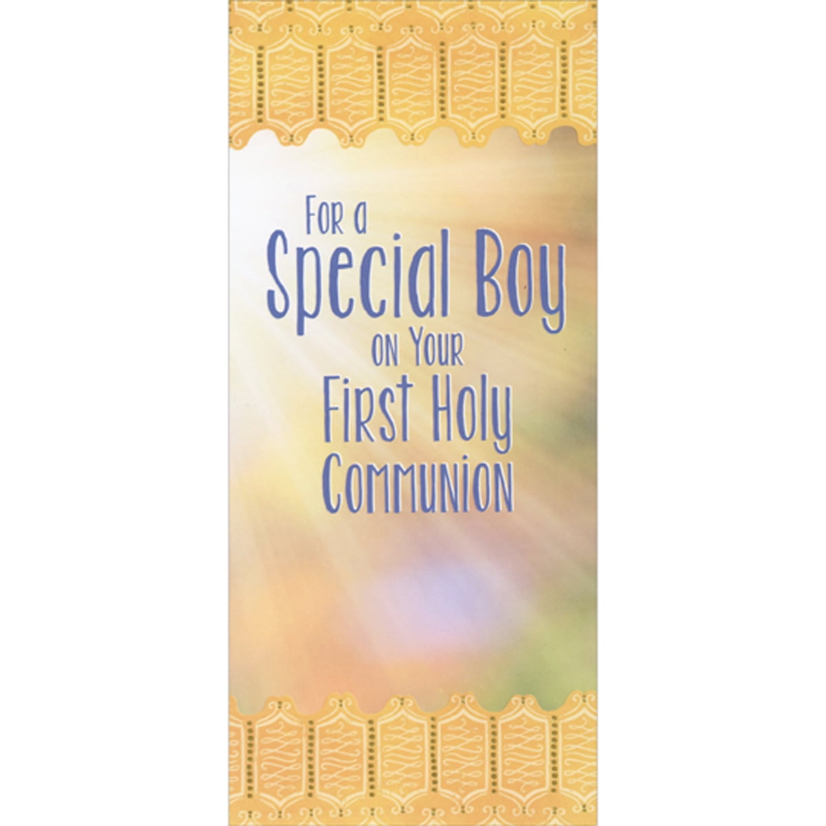 Designer Greetings Sunshine on Multi-Colored Background Inside Yellow Borders Money Holder / Gift Card Holder First Communion Card for Boy