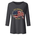 thumbnail image 4 of Bainana 250Th Anniversary Usa Shirt For Women Cartoon Print 3/4 Sleeve Crew Neck Tops Comfortable Soft Ladies Festival Party Wear T Shirt Grey Size Xxxl, 4 of 4