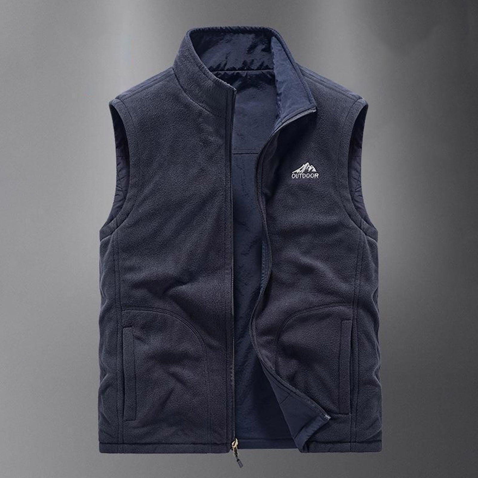 Men's Windproof Vest Outerwear Lightweight Warm Fleece-Lined Softshell Sleeveless Jacket with Zip Pockets for Golf Hiking Sports Running