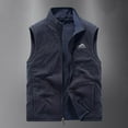 thumbnail image 2 of HOOMEUMY Mens Cargo Vest Sleeveless Clothes Fashion Trendy Classic Solid Coat Stand Collar Jacket Quick Dry Design Casual Workout Navy XXXL, 2 of 9