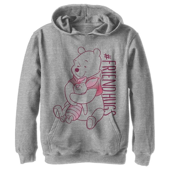 Boy's Winnie the Pooh Friend Hugs Pull Over Hoodie Athletic Heather Small