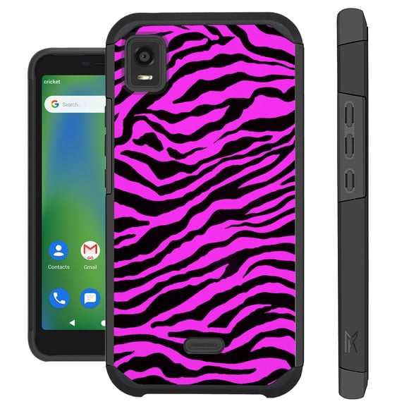 Compatible with Cricket Debut Smart Hybrid Fusion Guard Phone Case Cover (Hot Pink Zebra Skin)