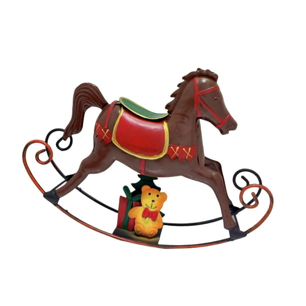 Estatua de caballo navideño, artesanía, suministros de metal, colección, adorno de mesa, animal Marrón