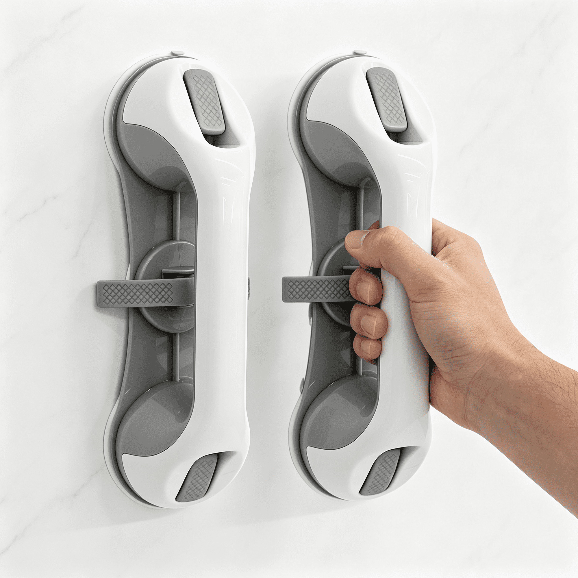 GARITIN 2 Pack Suction Grab Bar for Shower, Shower Handle with Strong Suction Cups, Bathroom Safety Grab Handle for Bathtub