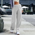 thumbnail image 2 of Women's Wide Leg Sweatpants Drawstring Elastic Waist Loose Fit Solid Color Casual Straight Leg Lounge Pants with Pockets, 2 of 5