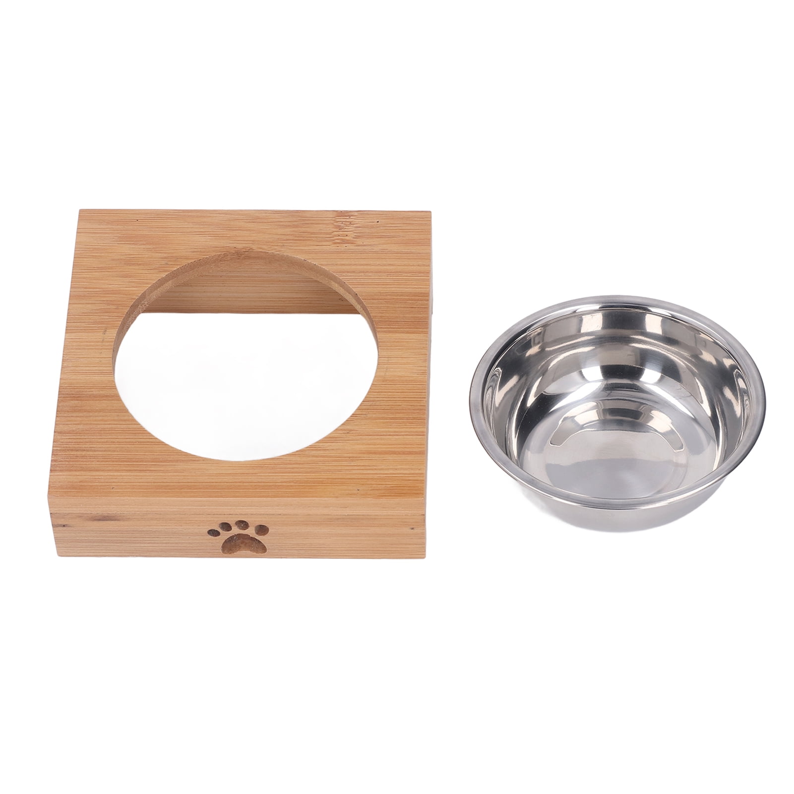 Raised Dog Bowl - Large, Elevated Dog Dish Made of Bamboo and Stainless  Steel (15-inch High, 9.5 Wide) - Single Lifted Food Station for Large Breeds