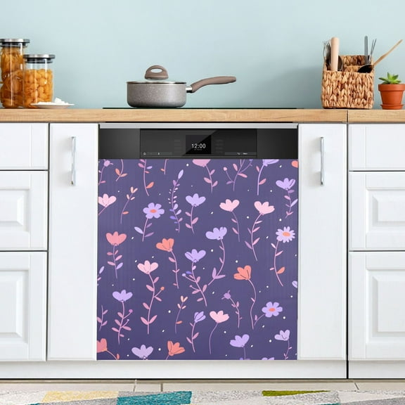 Pastel Floral Flower Dishwasher Magnet Cover Magnetic Fridge Door Cover Home Kitchen Decor 23"x 26"