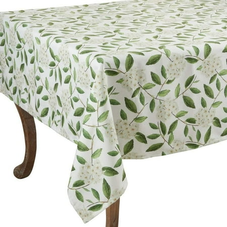 

Fennco Styles Floral Design Tablecloth 55 x 55 Inch Square White Green