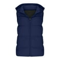 thumbnail image 5 of Women's Heavyweight Hooded Coat Ndbuld Women's Sleeveless Hooded Solid Color Casual Fashion Top on Clearance Blue L, 5 of 5