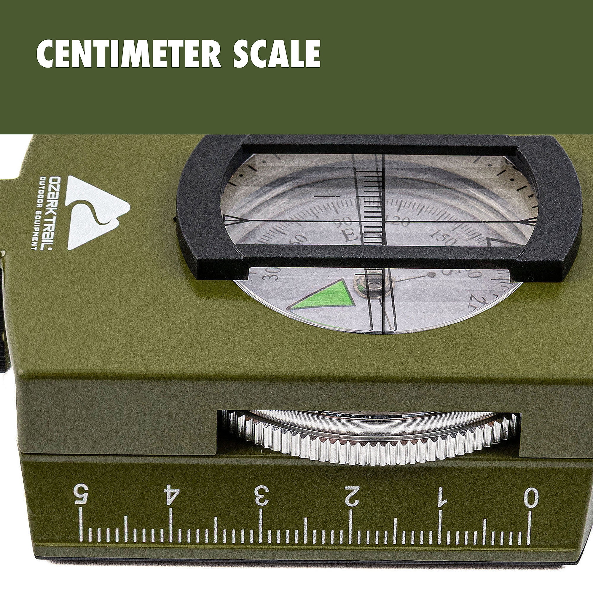 Ozark Trail Military Style Green Compass with Durable Metal Body for Nighttime Use
