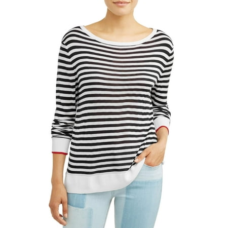 Lurex Stripe Sweater - Boat Neck Striped Sweater Women's
