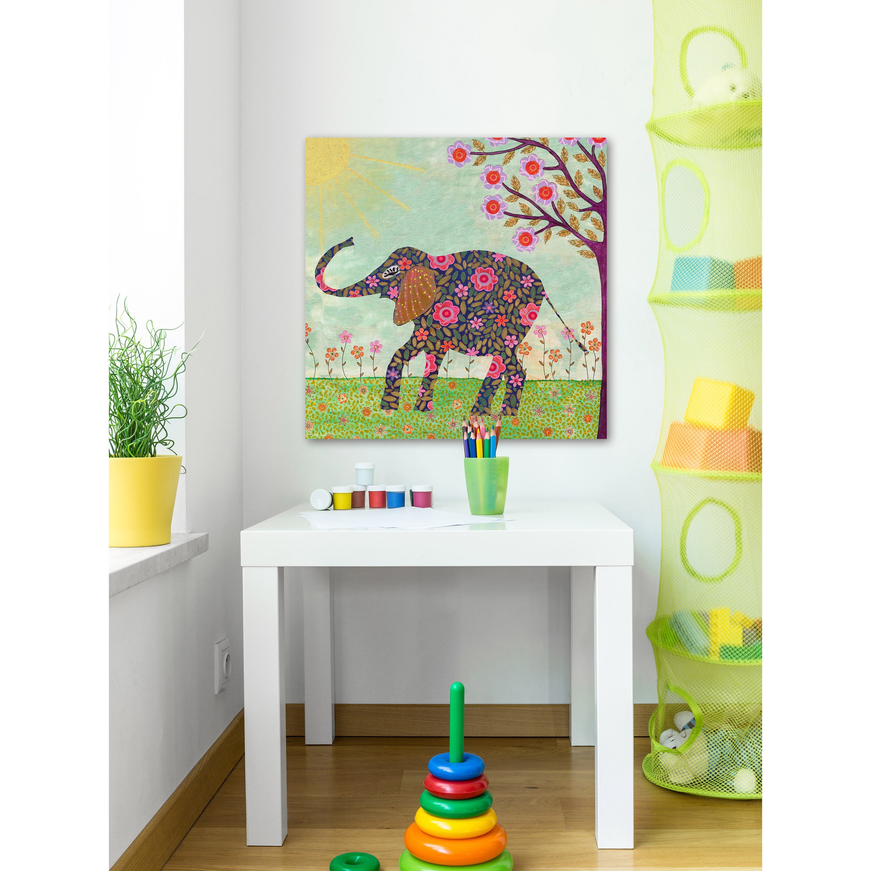 Marmont Hill "Sunny Elephant" by Sascalia Painting Print on Wrapped Canvas