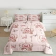 thumbnail image 3 of Manfei Pink Princess Crown Queen Comforter Set,Girl Fairy Tale Bedding Sets,Dreamy Butterfly Bedding Comforter Set For Teens,Breathable Home Decor Reversible,3-Piece, 3 of 9