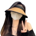 thumbnail image 4 of Dujiujun Women Outdoor Hat Widened Brim Face Protection Adjustable Buckle Anti-UV Block Sunlight Foldable Empty Top Gardening Travel Sun Cap, 4 of 8